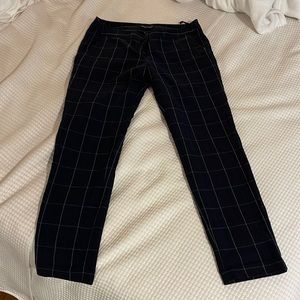 NAVY PLAID SLACKS